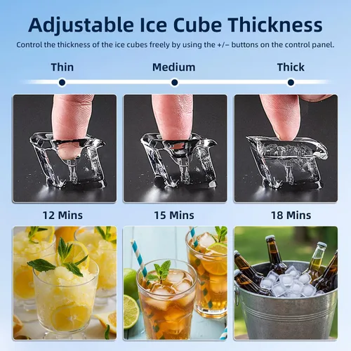 Miniatura 4 de Antarctic Star Máquina comercial para hacer hielo, máquina de hielo independiente de 80 libras/24 horas, con capacidad de almacenamiento de 24