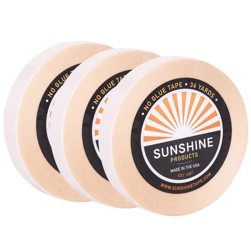 Miniatura 30 de Sunshine Tape Rollo de cinta adhesiva para peluca sin pegamento 1 pulgada x 3 yardas Doble cara, grado médico Cinta de tupé y peluca