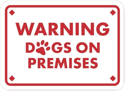 Miniatura 10 de Diamante enmarcado clásico, letrero de advertencia de perros en las instalaciones (negro) - grande