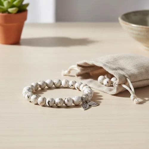 Miniatura 4 de 60 cuentas de turquesa de concha blanca, cuentas redondas sueltas de piedra natural de 0.236 pulgadas para hacer joyas, aretes, collares, Turquesa