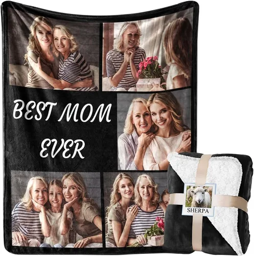 Miniatura 23 de Manta personalizada con imagen, manta de forro polar Sherpa personalizada, manta gruesa y cálida de felpa, personalizada para pareja, novia, novio