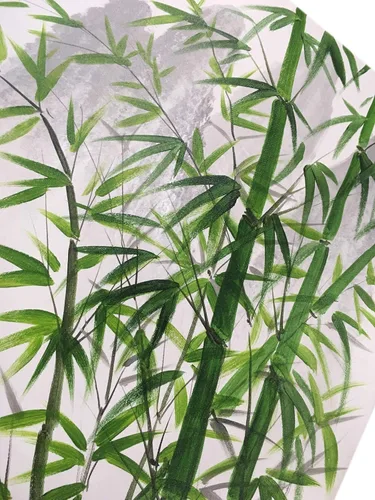 Miniatura 4 de Pintura Shanshui China en Blanco y Negro, Arte de Pared de Paisaje Verde Bambú, Obra de Arte en Lienzo