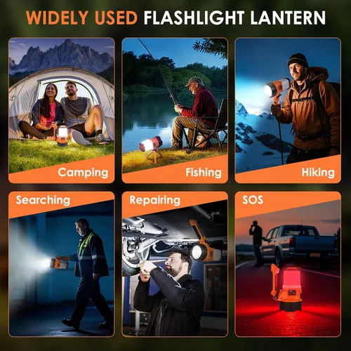 Miniatura 8 de BOBKID Linterna de campamento recargable con trípode, 6 modos, linterna LED de mano con 4000 lm, IPX4 impermeable reflector luz de trabajo