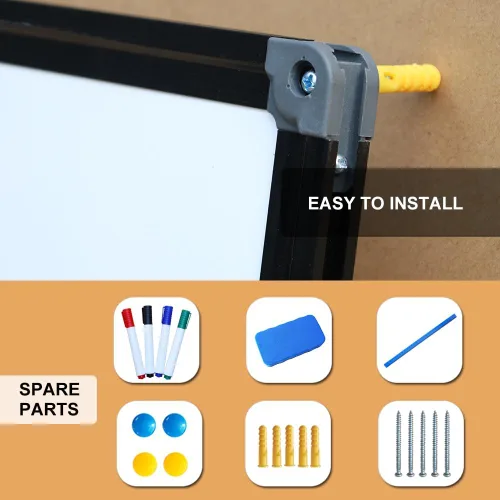 Miniatura 3 de Pizarra blanca de borrado en seco – Pizarra blanca magnética colgante de 24 x 18 pulgadas para pared con marco de aluminio negro para el hogar