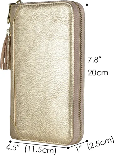 Miniatura 5 de Easyoulife - Monedero de cuero con cremallera, billetera portatarjetas para mujer, bloqueo RFID