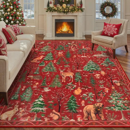 Miniatura 15 de OJIA Alfombras azules con estampado de selva de 5 x 7 pies para sala de estar, suaves, ultrafinas, lavables, para dormitorio, alfombra de entrada