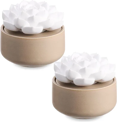 Miniatura 9 de Honeydak 1 pieza Difusor de cerámica de flores hecho a mano, difusor de aceite esencial pasivo de porcelana blanca con base, decoración decorativa