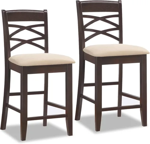 Miniatura 15 de Leick Home Calton Taburete de mostrador, con asiento giratorio, para cocina o comedor, piel sintética negra y piedra gris, paquete de 2, 10118GS/BL