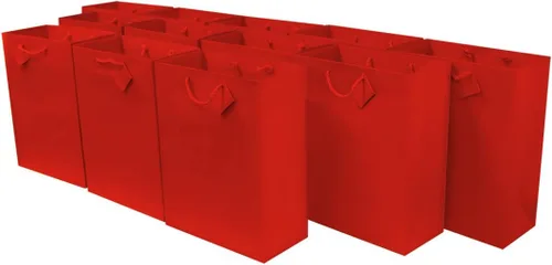 Miniatura 6 de OccasionALL Pequeñas bolsas de regalo rojas con asas, pequeñas bolsas de regalo de papel para recuerdos de fiesta, bodas, cumpleaños y uso