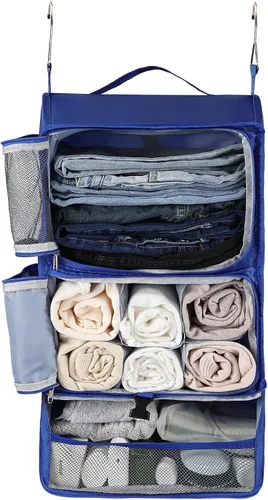 Miniatura 31 de Surblue Bolsa de Almacenamiento Colgante para Armario Plegable de 3 Estantes de Tela Oxford Lavable con 2 Ganchos