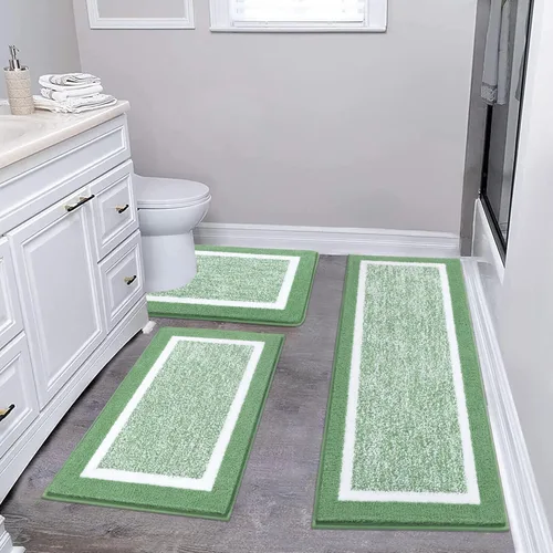 Miniatura 22 de Pauwer Juego de baño, alfombras de baño antideslizantes, alfombras de ducha absorbentes para suelo de baño, bañera y ducha, color azul aguamarina