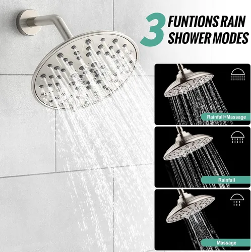 Miniatura 4 de SR SUN RISE Grifo de ducha – Sistema de cabezal de ducha multifuncional de alta presión de 8 pulgadas con accesorios de cabezal de ducha de mano