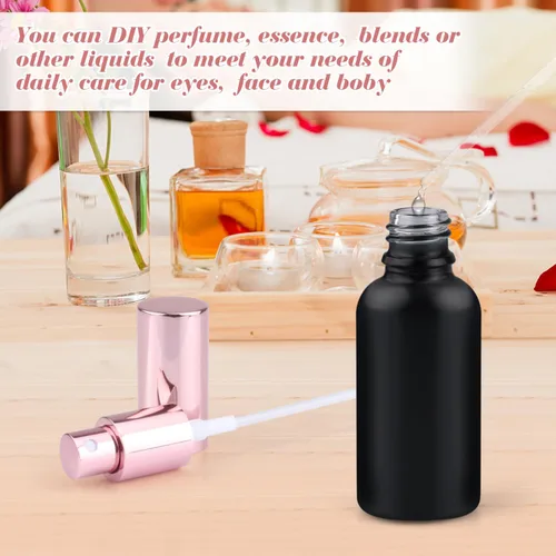 Miniatura 6 de Paquete de 6 botellas de spray de vidrio esmerilado negro de 1 onza, atomizador vacío de niebla fina, aceites esenciales, aerosoles corporales