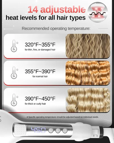 Miniatura 5 de NOVUS Rizador de cabello ondulado de 4 barriles, rizadores de pelo de ondas poco profundas, herramienta caliente con cerámica, rizador de ondas