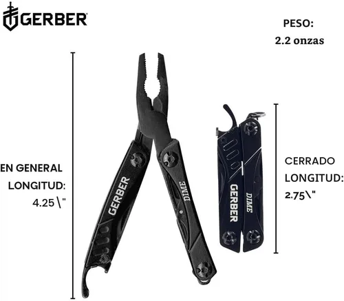 Miniatura 2 de Gerber Gear Dime 12-en-1 Mini EDC Multiherramienta - Pinzas de punta, cuchillo de bolsillo, llavero, abridor de botellas - Regalos para hombres