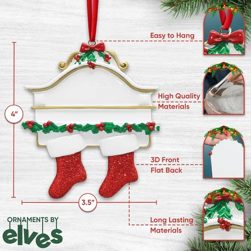 Miniatura 4 de Adornos de Navidad familiares personalizados – Medias de Navidad personalizadas con nombres, regalos para parejas, adornos 2024, nuestra primera