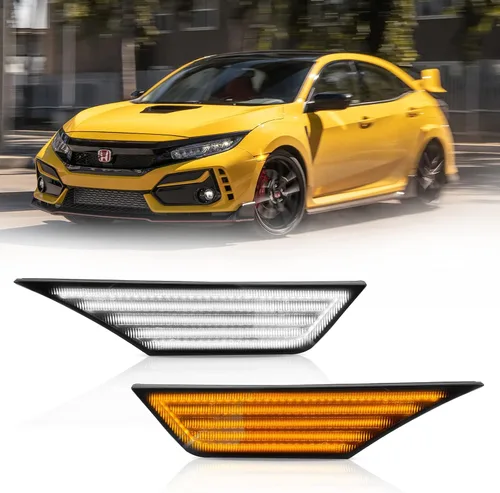 D-Lumina Luces LED de Marcador Lateral Switchback Lente Ahumada Señal de Giro Secuencial LED para Honda Civic Si Hatchback de 10ª Generación Ámbar
