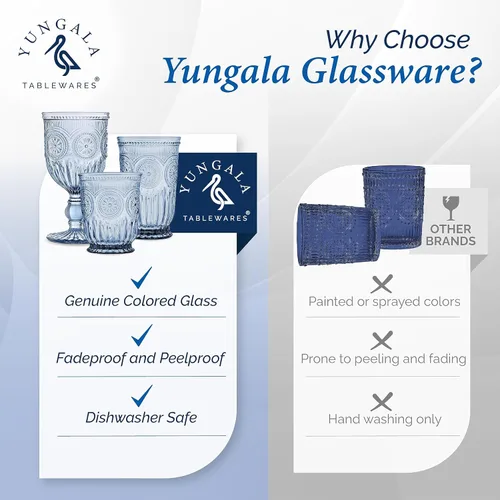 Miniatura 3 de Juego de cristalería azul de Yungala de 6 vasos pequeños aptos para lavaplatos, vasos de vidrio azul, vasos altos y de vino a juego disponibles