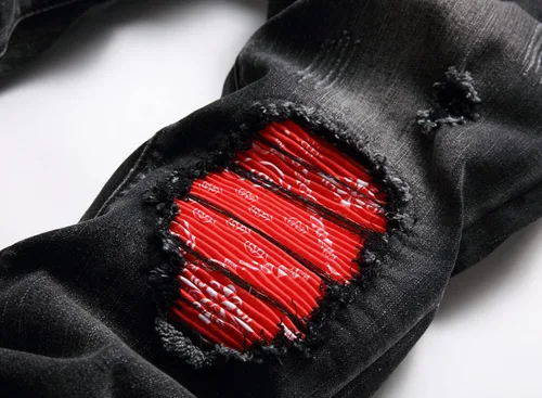 Miniatura 4 de OIIIO Jeans elásticos rasgados de ajuste regular para hombre