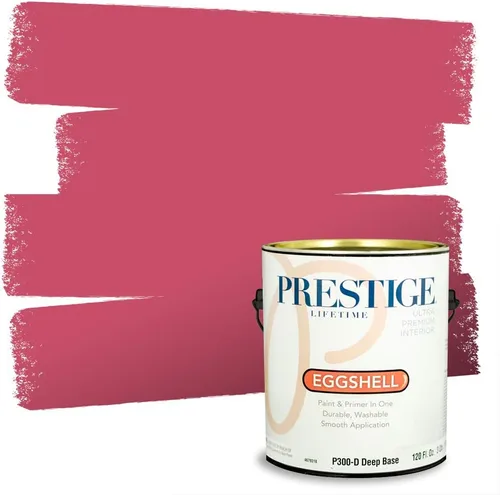 Miniatura 264 de Prestige Paints E100-T-SW6591 Pintura exterior e imprimación en uno, 1 galón, plano, combinación comparable de Sherwin Williams Amaryllis, 1 galón