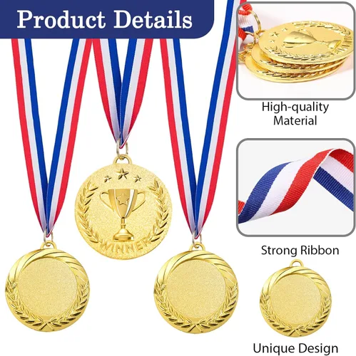 Miniatura 3 de Caydo 12/24 Pieces Gold Award Medals Metal Winner Medals for Award for Adults for Competitions, Sports Events, Party, 2 Inch