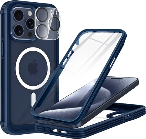 Miniatura 36 de Hekodonk Funda para iPhone 15 Pro Max, compatible con Magsafe [protector de pantalla de vidrio templado integrado y protección de lente de cámara]