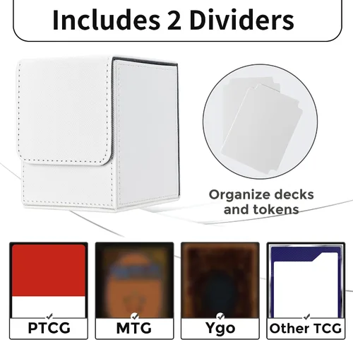 Miniatura 3 de Caja de Mazos MTG con 2 Divisores, Caja de Mazos Commander de Gran Capacidad que Cabe 100+ Cartas con Doble Funda, Estuche de Cartas de Cuero PU