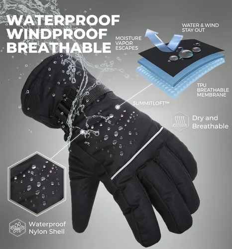 Miniatura 3 de Guantes de esquí y nieve de invierno para hombres y mujeres diseñados para esquí en clima frío, snowboard y palear