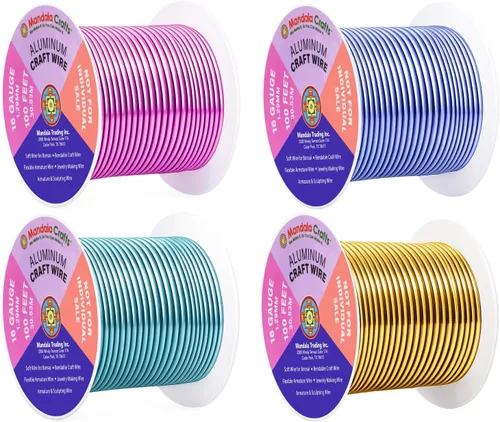 Miniatura 112 de Mandala Crafts - Alambre de aluminio anodizado de 8 calibre para hacer joyas - 9.75 m de alambre flexible negro colorido - Flexible para bonsái