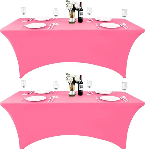 Miniatura 39 de Paquete de 2 Cubiertas de Mesa de Spandex de 4 pies para Mesas Plegables Rectangulares - Manteles Elásticos Ajustados Resistentes a las Arrugas