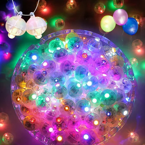 Miniatura 15 de 50 mini luces LED, globos de luz LED para decoraciones de fiesta, luces de fiesta de neón para linterna de papel, huevos de Pascua, fiesta de Rojo