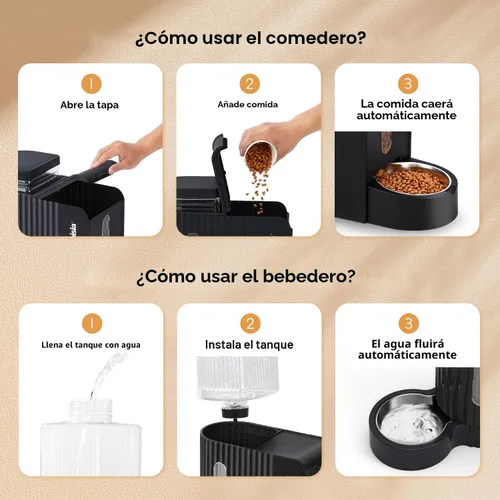 Miniatura 6 de ZOMISIA Alimentador de gravedad para gatos y dispensador de agua con cuencos de acero inoxidable 304, alimentador automático 2 en 1 para gatos