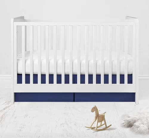 Miniatura 9 de Bacati Falda de cama sólida para cuna/niño pequeño, color blanco, 13 pulgadas