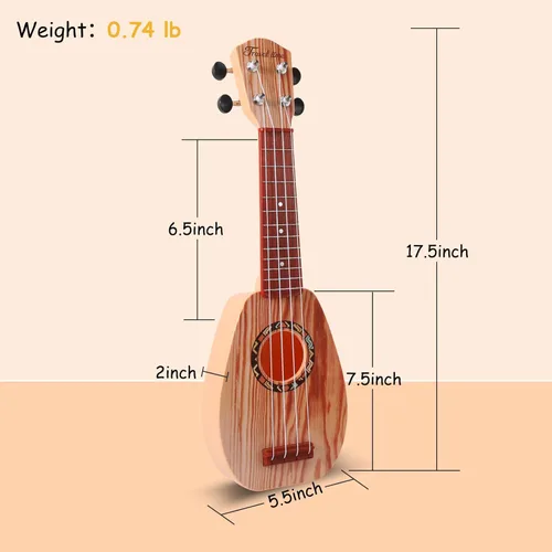 Miniatura 3 de YOLOPARK Guitarra de juguete para niños de 17 pulgadas para niñas y niños, mini guitarra ukelele con 4 cuerdas que mantienen los tonos, puede tocar
