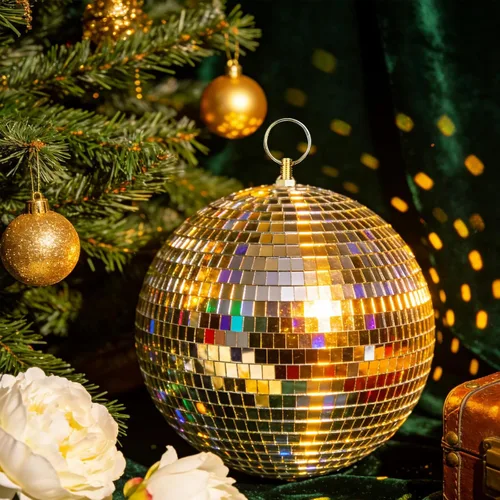 Miniatura 7 de Bola de espejo para discoteca, DJ, club, fiesta, boda, decoración del hogar, bola de discoteca de 10 pulgadas con anillo para colgar, color blanco