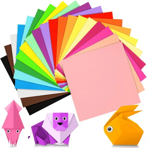 Miniatura 12 de IOOLEEM Papel de origami, 200 hojas, papel de origami negro, cuadrado de 6 pulgadas, papel de color de doble cara.