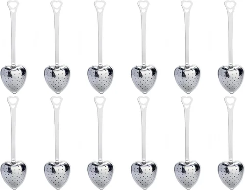 Filtro de té de agarre largo, cucharas en forma de corazón del infusor del té del acero inoxidable