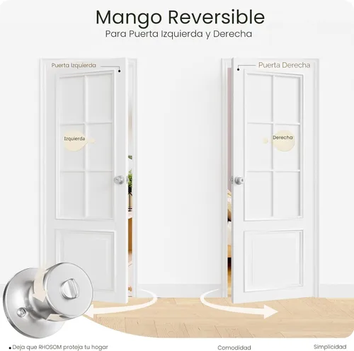 Miniatura 6 de HOSOM Pomo de puerta con cerradura y llave, perilla de entrada con llave, cerradura exterior e interior para puerta delantera, área comercial