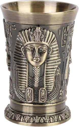 Copa de vino Copa de Metal Pequeño Vidrio Vintage Estilo Egipto en relieve Mini Taza Arte Artesanía Regalo Decoración Decoración Egipto Taza