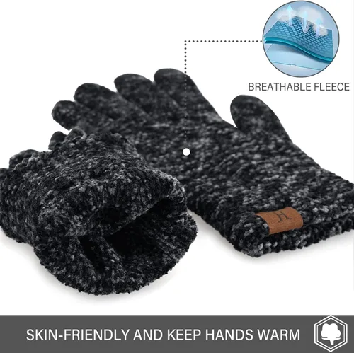 Miniatura 4 de FZ FANTASTIC ZONE Womens Winter Touchscreen Gloves for Cold Weather, Chenille Warm Knit Gloves