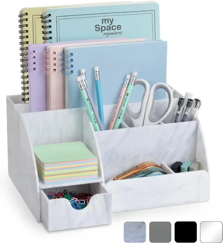 Miniatura 10 de My Space Organizers Organizador de escritorio negro con 9 compartimentos, suministros de oficina de escritorio y organizador de accesorios