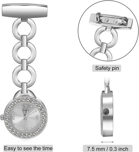 Miniatura 4 de Relojes de enfermera para enfermeras, médicos, relojes de enfermería personalizados, con nombre grabado, pin de solapa en el reloj de enfermería