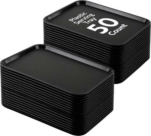 Miniatura 31 de Restaurantware RW Base - Bandejas de comida rápida de 10 x 14 pulgadas, 10 bandejas resistentes para cafetería, bandejas de plástico azul ligeras