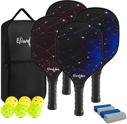 Miniatura 8 de Juego de palas de pickleball Eliwdshen de 2 o 4 con pelotas de pickleball y bolsa Las raquetas están fabricadas según los estándares de USAPA