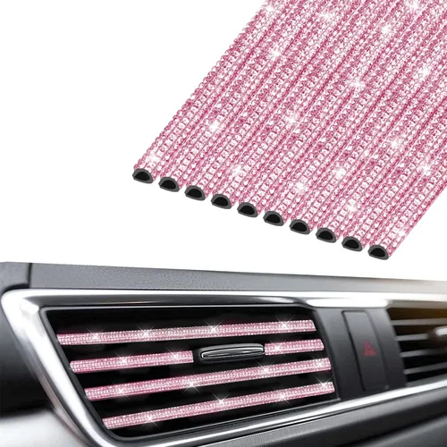 Miniatura 13 de INSAUTO Bling - Tira de decoración de ventilación de coche para mujeres y niñas, 10 piezas de diamantes de imitación para aire acondicionado