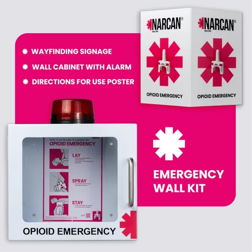 Miniatura 5 de NARCAN Kit de unidad de pared con rociador nasal, incluye armario de pared con alarma, señalización de camino, póster de instrucciones de uso