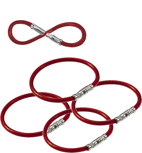 Miniatura 7 de Lucky Line Llavero de bloqueo giratorio de 5 pulgadas, bucle de alambre de acero recubierto de nailon flexible, resistente a la corrosión y Azul