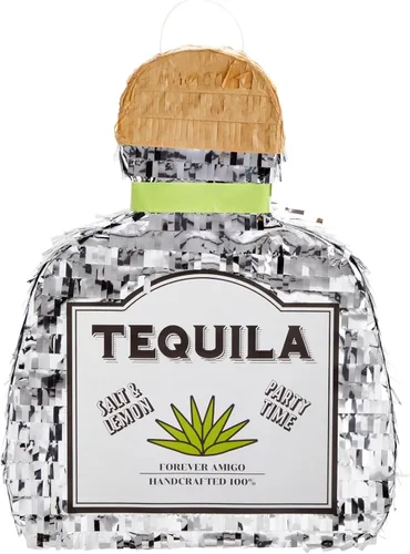 Miniatura 9 de Sparkle and Bash Forma de botella de tequila de piñata, pequeña, lámina plateada, 16.5 x 13 x 3 pulgadas, piñata para decoraciones de fiesta
