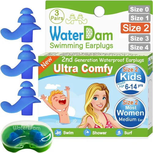 Miniatura 37 de WaterDam A-Series - Tapones de natación para los oídos, ultra cómodos, grandes, impermeables