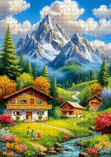 Miniatura 9 de Rompecabezas de 1000 piezas para adultos – "Bosque de Aurora Cósmica" rompecabezas psicodélico de arte de cielo nocturno, paisaje de aurora boreal